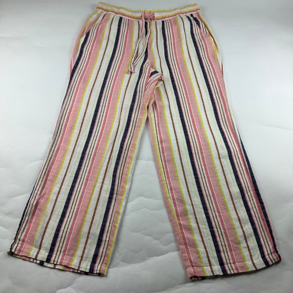 Old Navy Bright Stripe Linen Blend Wide Leg Lounge Pant L - Picture 1 of 7